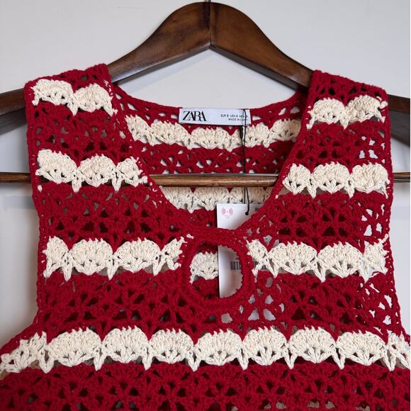 Zara Crochet Knit Top with Opening - Size S - Picture 5 of 7